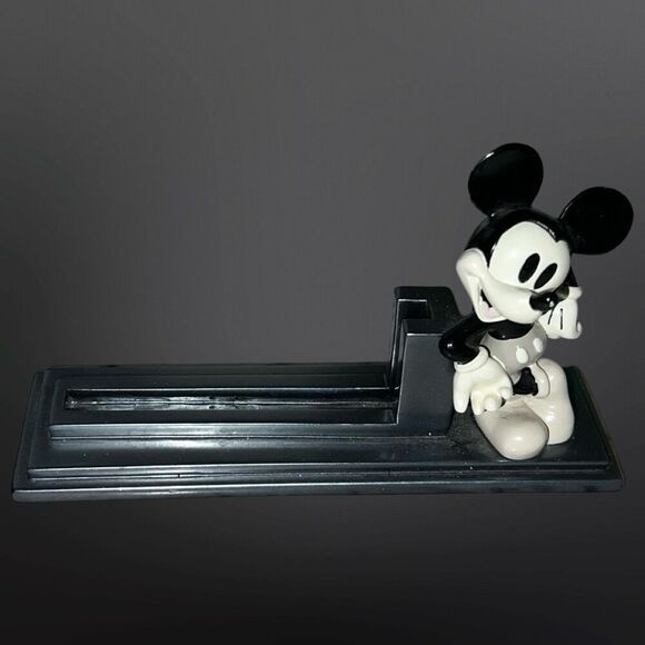 Disney Mickey Mouse Busines Card Holder Office Desk Decor Black & White - Picture 1 of 6